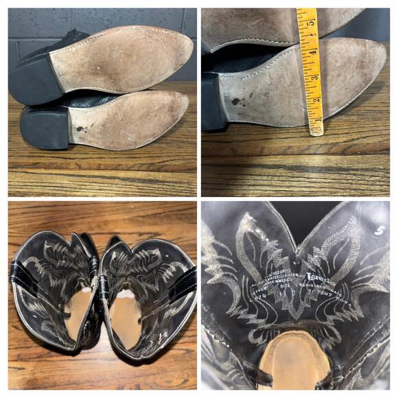 Vintage Laredo 4574 Black Snakeskin Leather Cowboy Boots Men’s 11 Made In Mexico - Picture 8 of 8